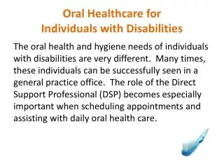 Oral Healthcare for Individuals with Disabilities