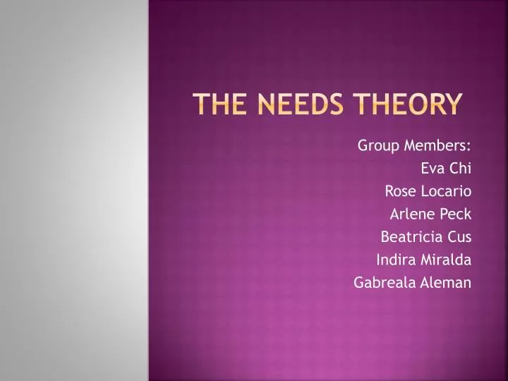 the needs theory