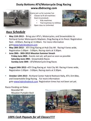 Dusty Bottoms ATV/Motorcycle Drag Racing dbdracing