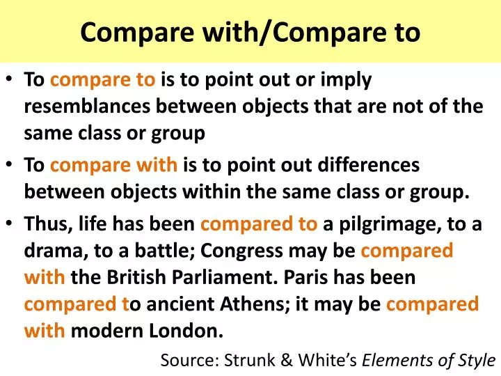 compare with compare to