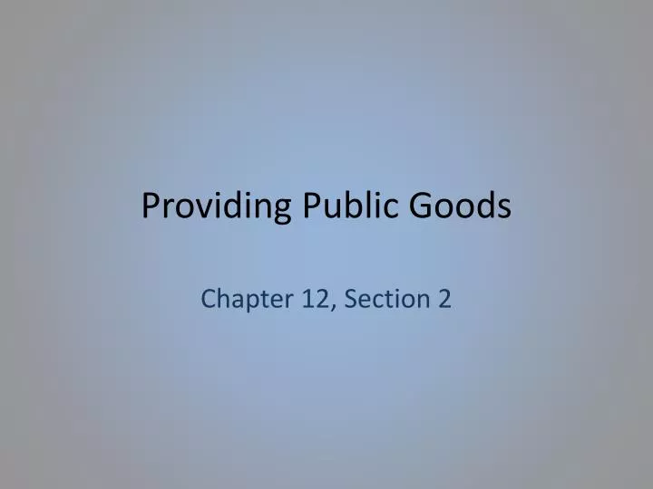 providing public goods