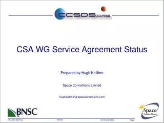 CSA WG Service Agreement Status