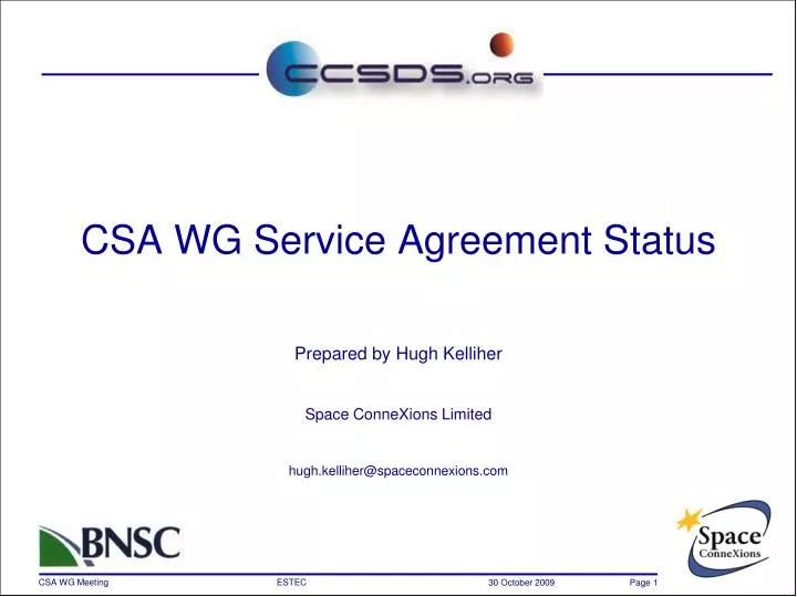 csa wg service agreement status