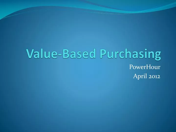 value based purchasing