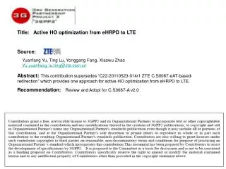 Title: Active HO optimization from eHRPD to LTE