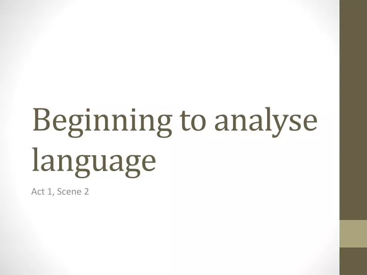 beginning to analyse language