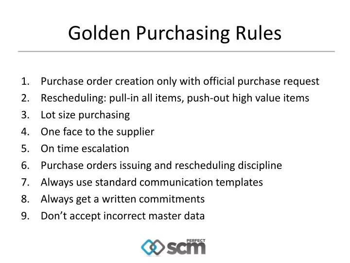 golden purchasing rules