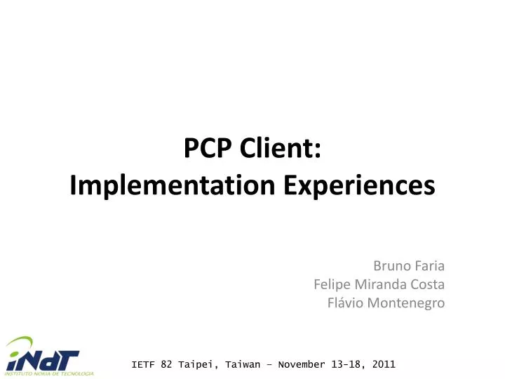pcp client implementation experiences