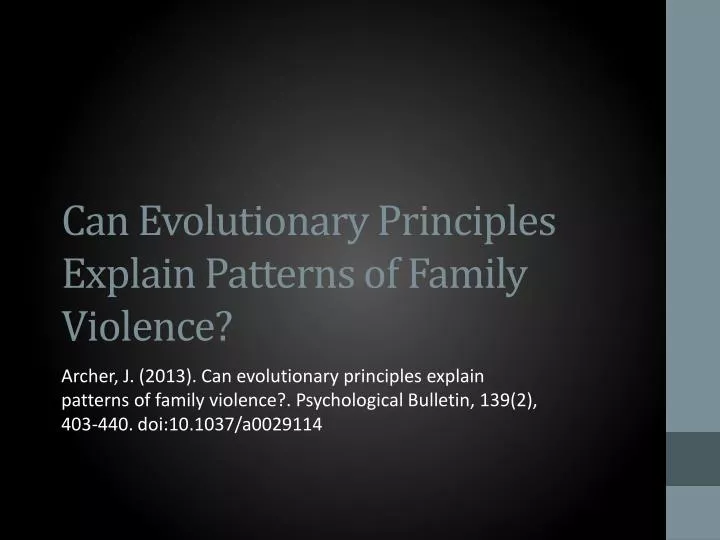 can evolutionary principles explain patterns of family violence