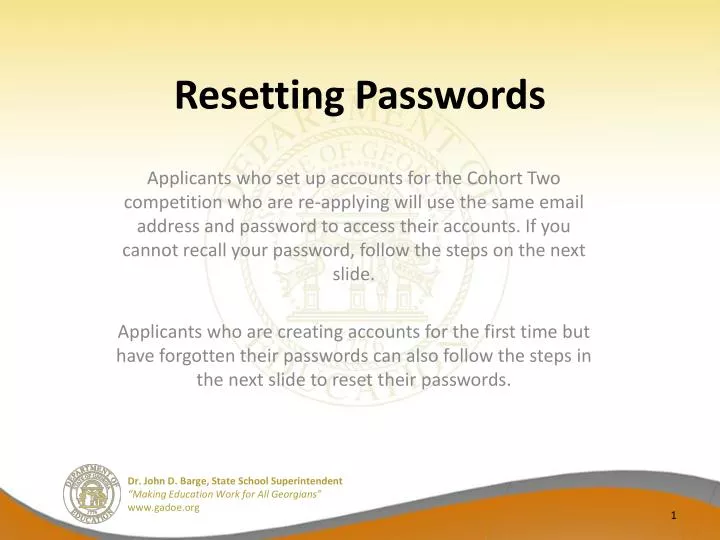 resetting passwords