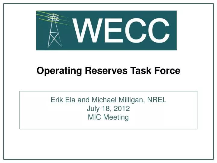 operating reserves task force