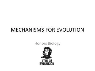 MECHANISMS FOR EVOLUTION