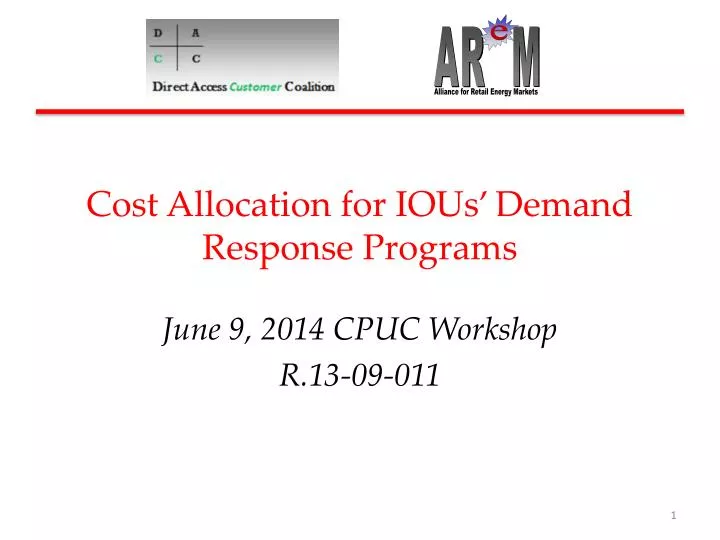 cost allocation for ious demand response programs