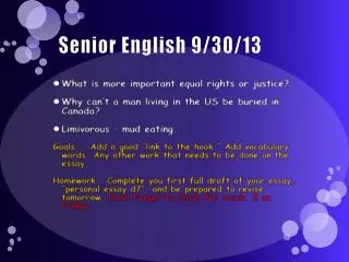 Senior English 9/30/13