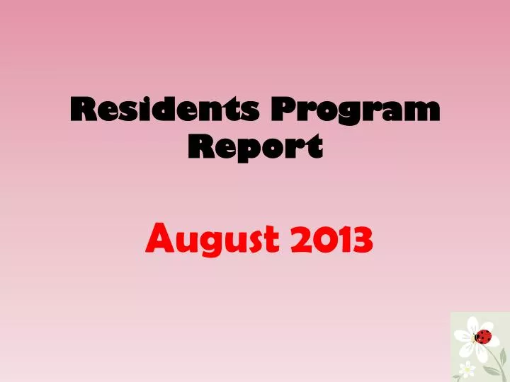 residents program report