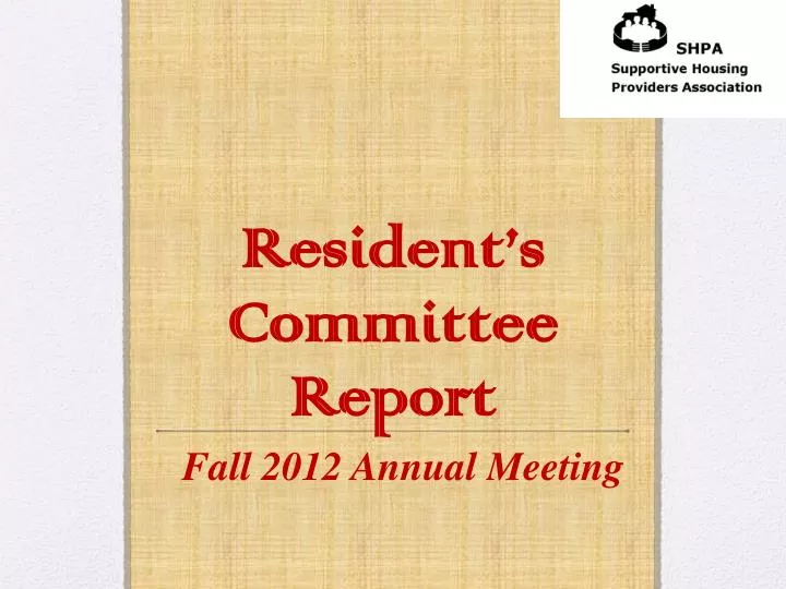 resident s committee report