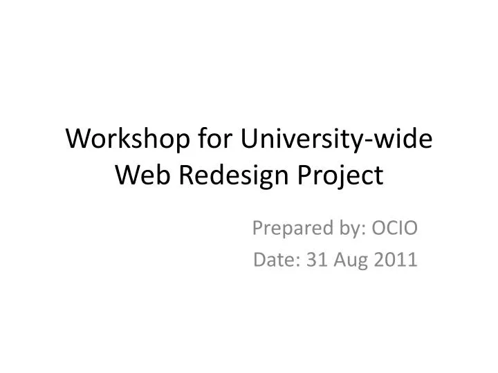 workshop for university wide web redesign project