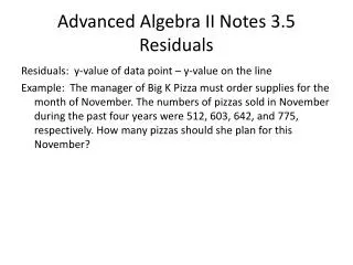 Advanced Algebra II Notes 3.5 Residuals