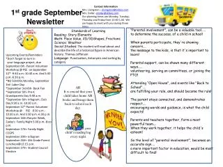 1 st grade September Newsletter
