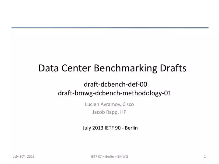 data center benchmarking drafts
