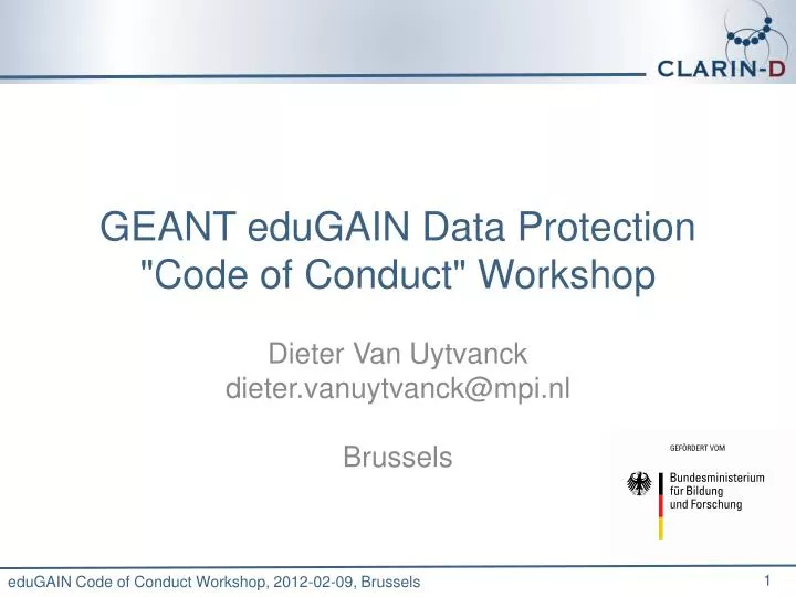 geant edugain data protection code of conduct workshop