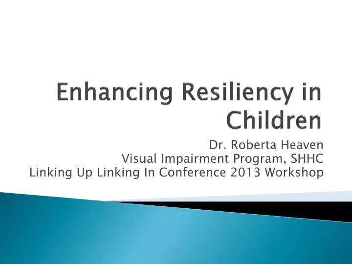 enhancing resiliency in children