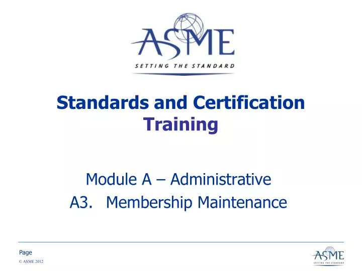 standards and certification training