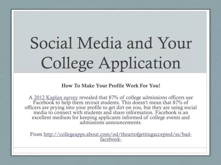 social media and your college application