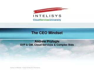 The CEO Mindset Andrew Pryfogle SVP &amp; GM, Cloud Services &amp; Complex Bids