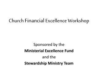 Church Financial Excellence Workshop