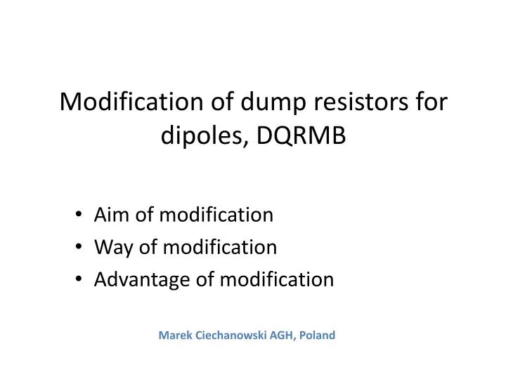 modification of dump resistors for dipoles dqrmb