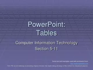 PowerPoint: Tables