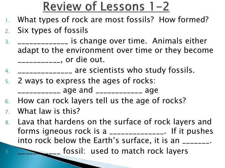 review of lessons 1 2