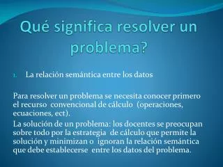 qu significa resolver un problema