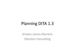 Planning DITA 1.3
