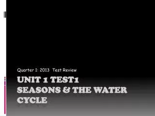 Unit 1 Test1 Seasons &amp; the water Cycle