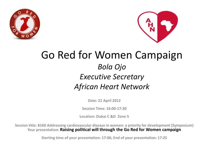 go red for women campaign bola ojo executive s ecretary african heart network
