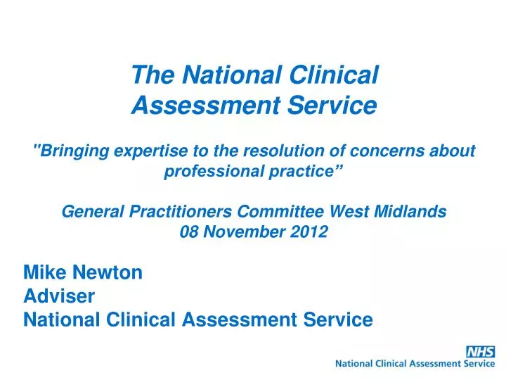 mike newton adviser national clinical assessment service