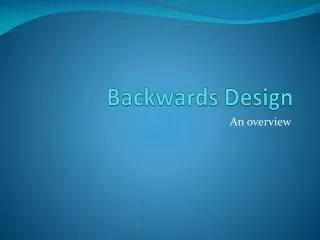 Backwards Design