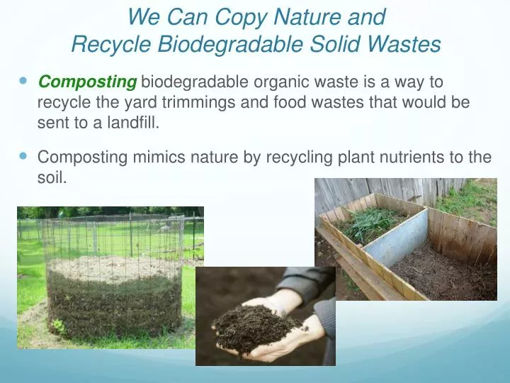 we can copy nature and recycle biodegradable solid wastes