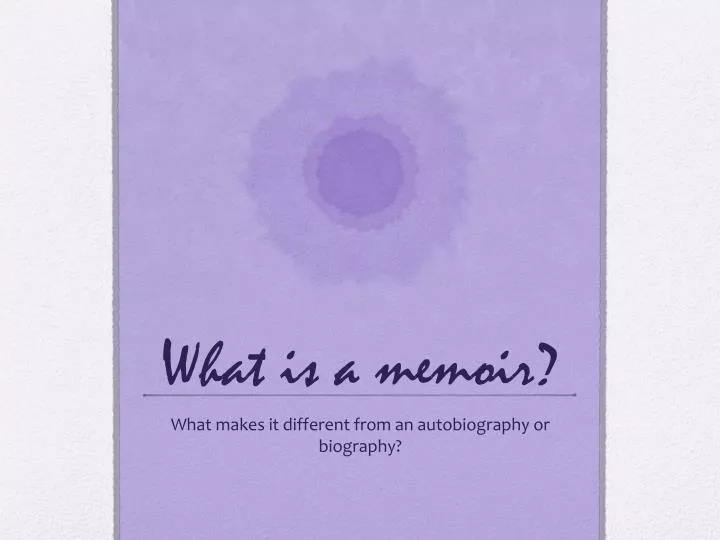 what is a memoir