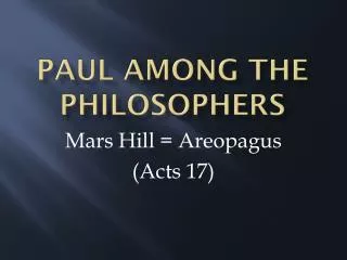 Paul among the philosophers