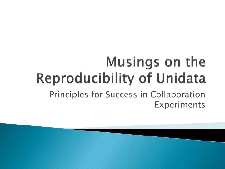 musings on the reproducibility of unidata