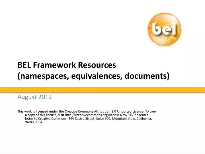 bel framework resources namespaces equivalences documents