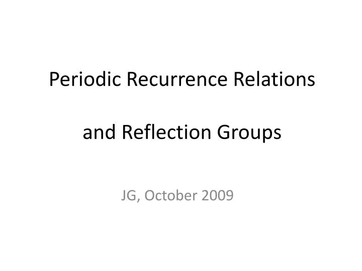 periodic recurrence relations and reflection groups