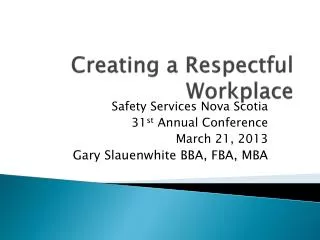 Creating a Respectful Workplace