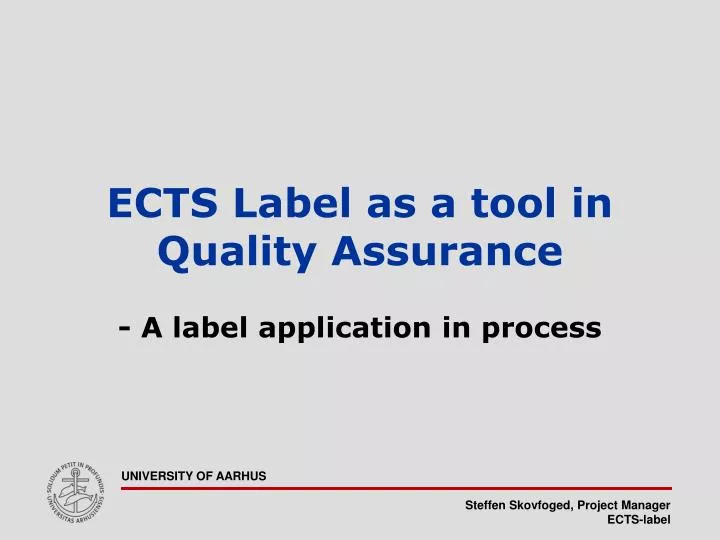 ects label as a tool in quality assurance