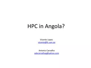 HPC in Angola?