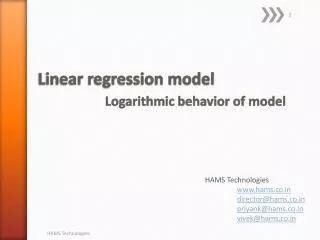 Linear regression model Logarithmic behavior of model