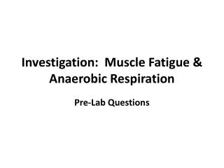 Investigation: Muscle Fatigue &amp; Anaerobic Respiration